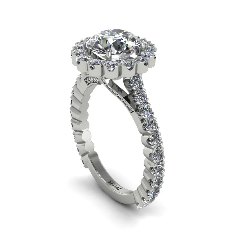 Classic Diamond Wedding Rings For Brides-Round Cut Diamond Timeless Splendor Engagement Ring - Jazlyn No. 3