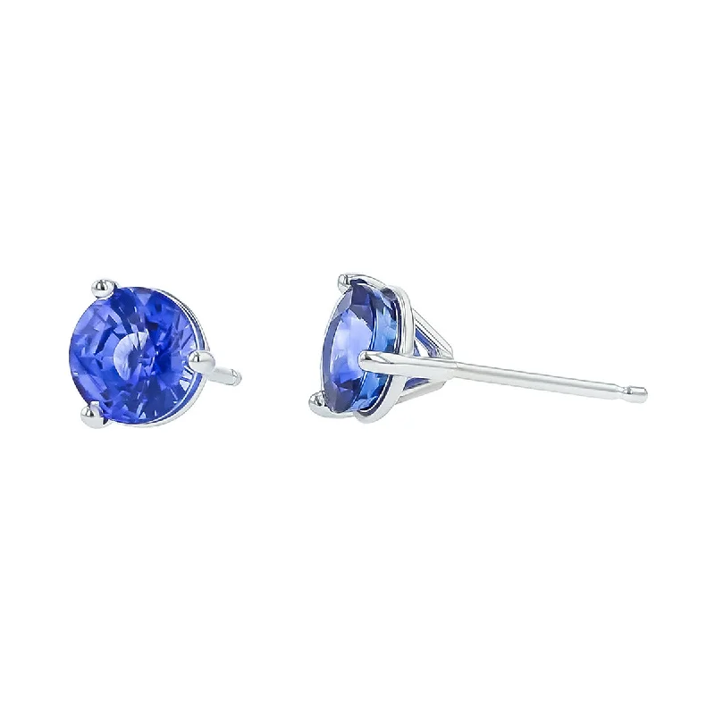 Modern Drop Earrings For Work Style-18K White Gold Sapphire Stud Earrings