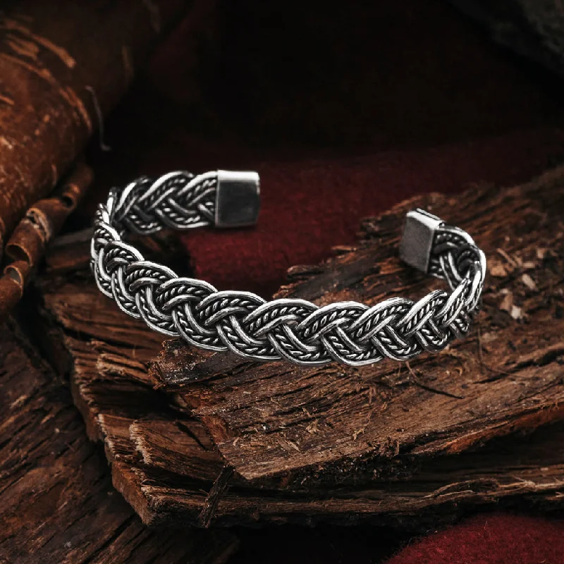 Bracelets With Cultural Patterns-Knotwork Bracelet, Silver