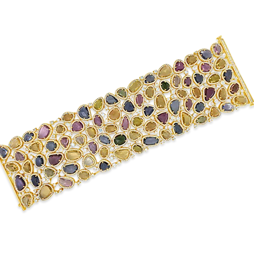 Bracelets For Summer Fashion-Multi-colored Sapphire & Diamond Bracelet