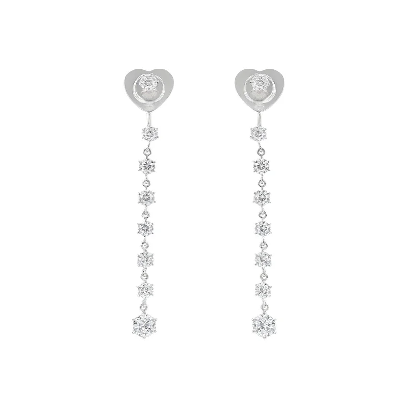 Personalized Initial Earrings For Custom Gifts-18K White Gold Cento Diamond Drop Earrings