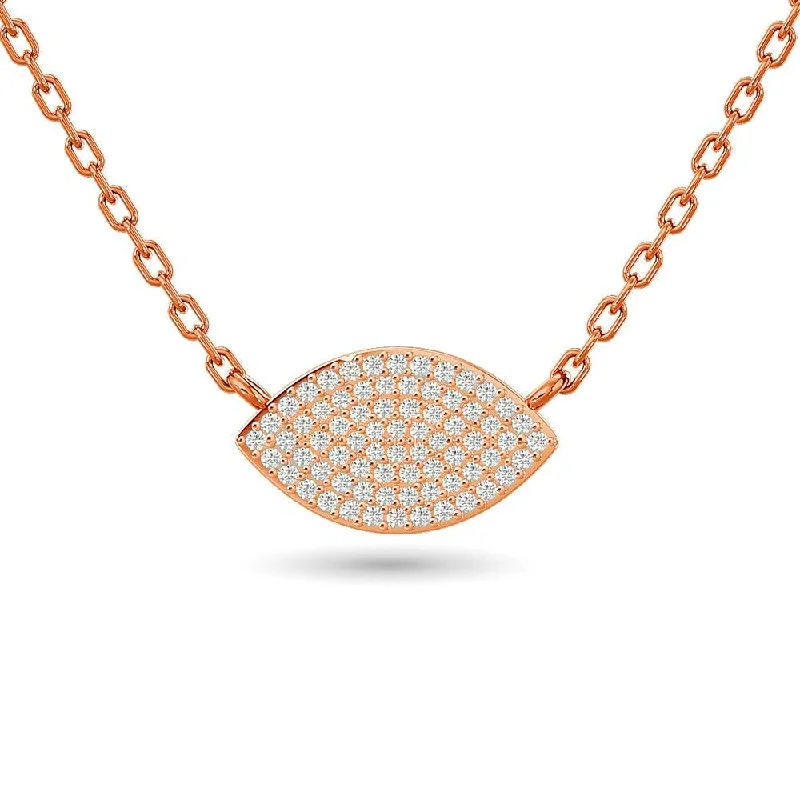 Vintage Pendant Necklaces For Retro Glam-Diamond Eye Shape Necklace 1/5 ct tw in 10K Rose Gold