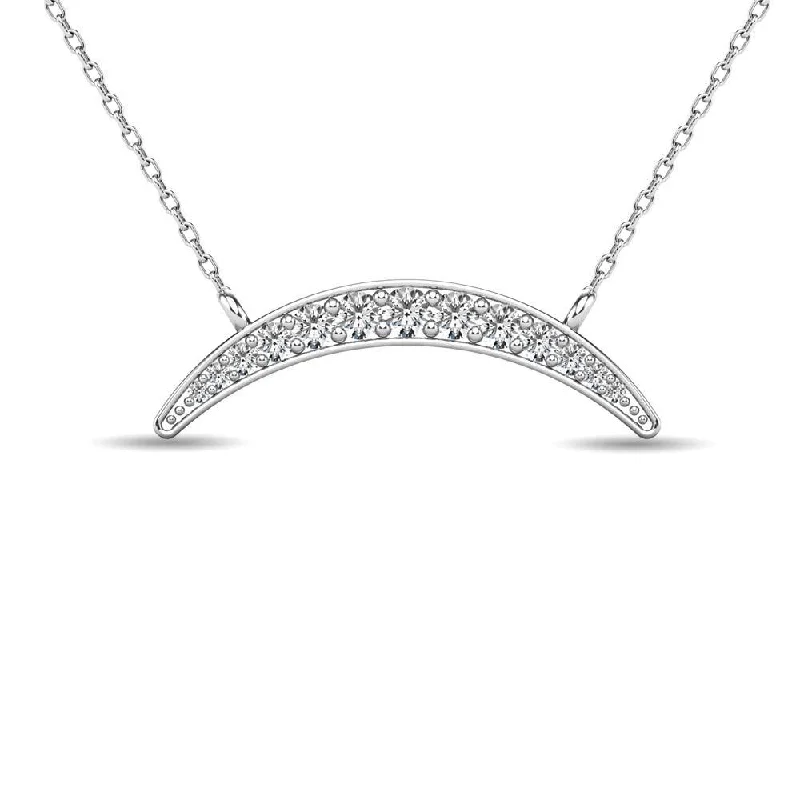 Simple Name Necklaces For Casual Wear-Diamond 1/6 ct tw Crescent Necklace in 10K White Gold