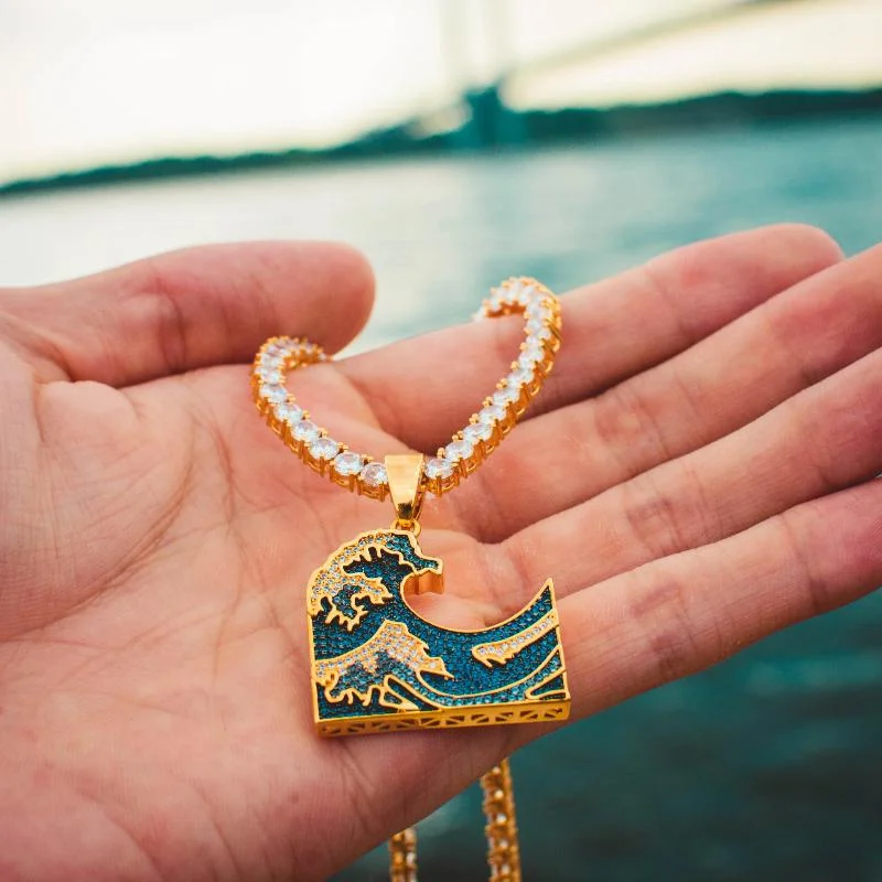 Custom Gold Chain Necklaces For Unique Designs-Great Wave Necklace