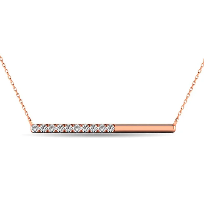 Gold Necklaces For Everyday Glam-Diamond 1/6 ct tw Diamline Necklace in 10K Rose Gold