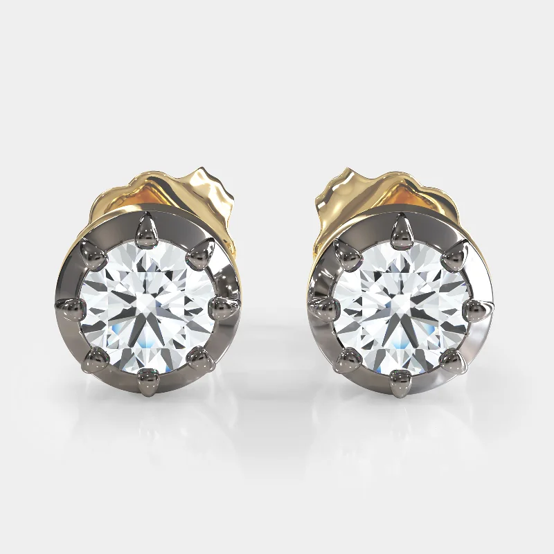 Modern Earrings For Everyday Fashion-Two-Tone Georgian Cut Down Studs