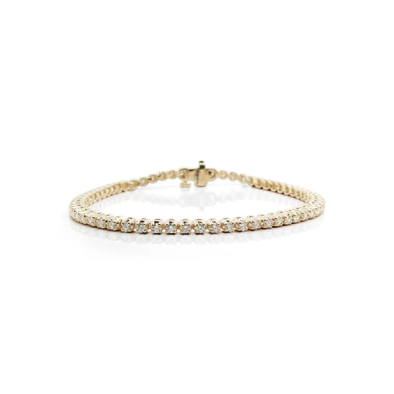 Bracelets With Zigzag Patterns-14k Yellow Gold 4 Prong Diamond Tennis Bracelet