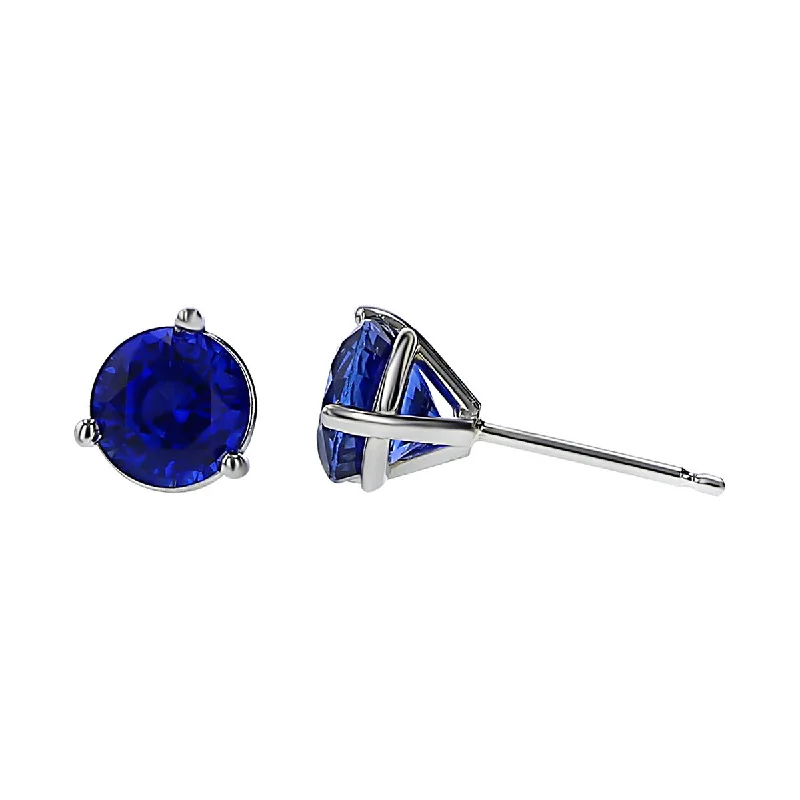 Crystal Stud Earrings For Timeless Style-18K White Gold Sapphire Stud Earrings