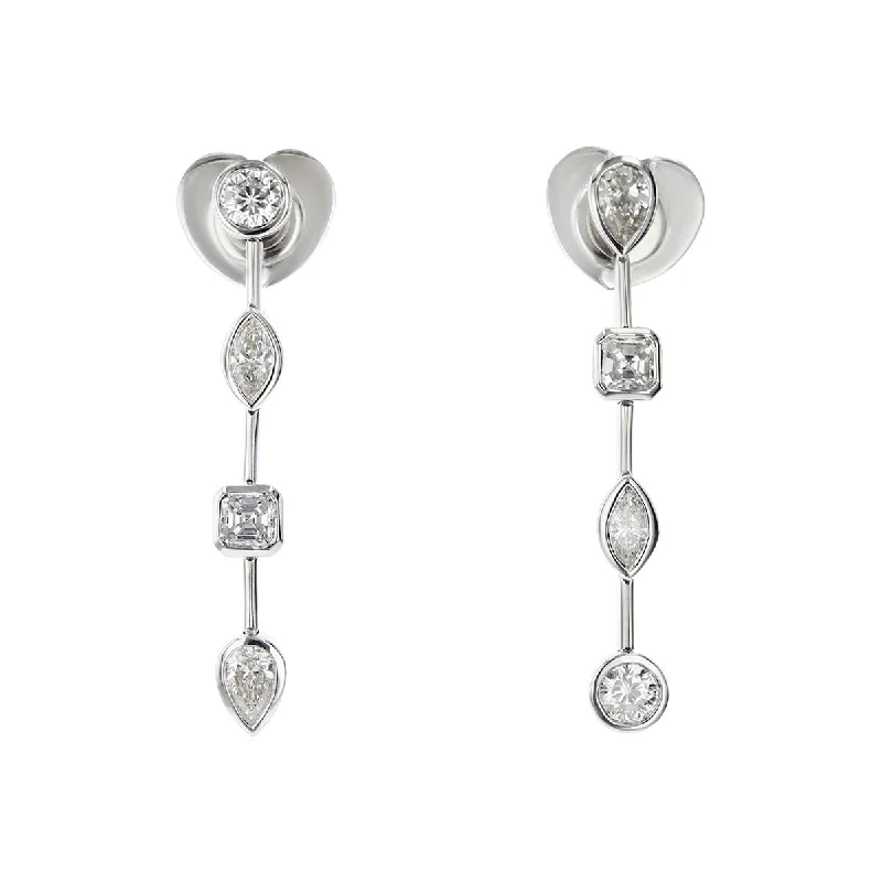 Simple Everyday Earrings For Casual Looks-18K White Gold Cento Dolce Diamond Drop Earrings