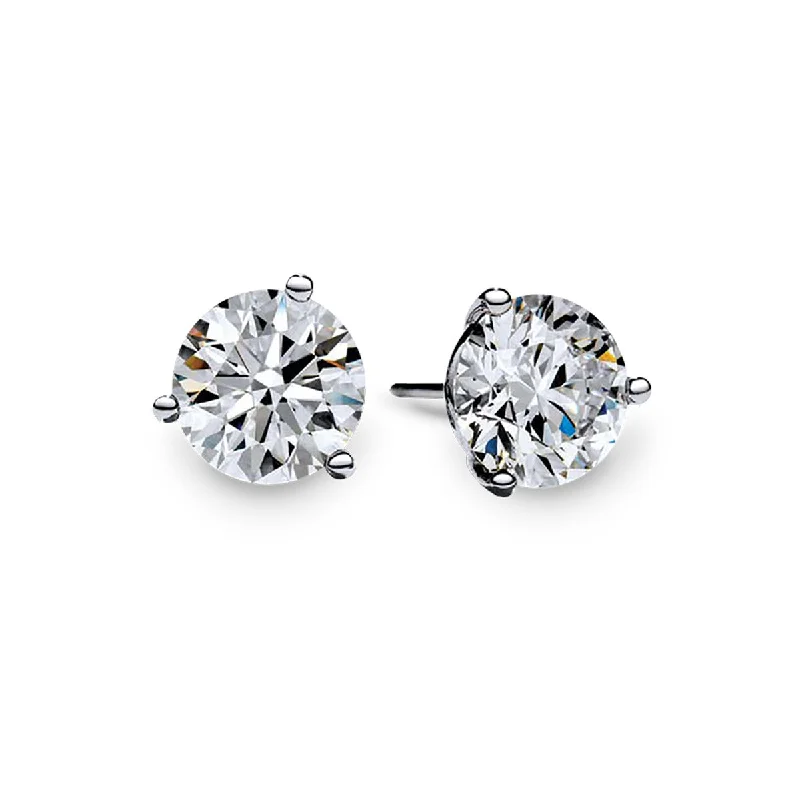 Classic Drop Earrings For Evening Wear-18K White Gold Brilliant Diamond Stud Earrings