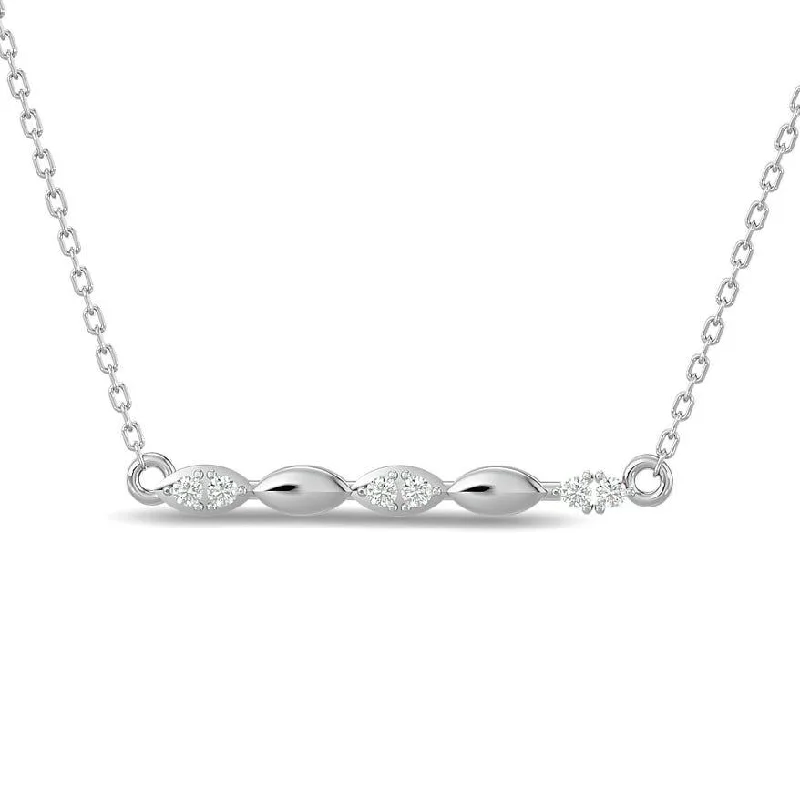 Silver Heart Pendant Necklaces For Romantic Gifts-Diamond Round Cut Fashion Necklace 1/10 ct tw in 10K White Gold