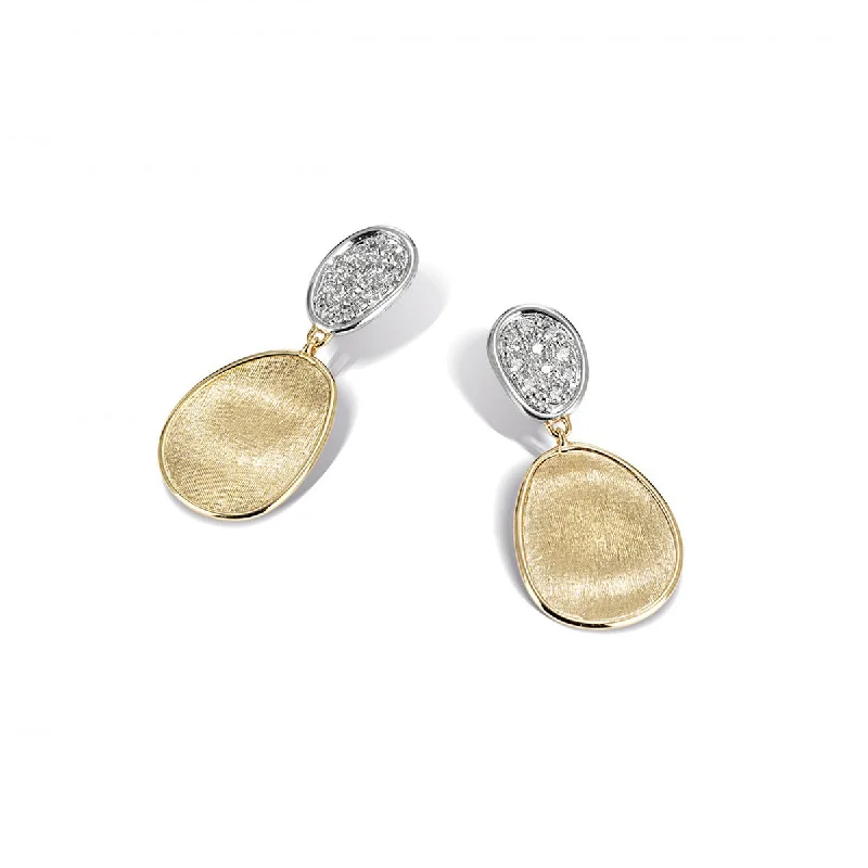 Round Hoop Earrings For Fashionistas-18K Yellow Gold and Diamond Petite Double Drop Earrings