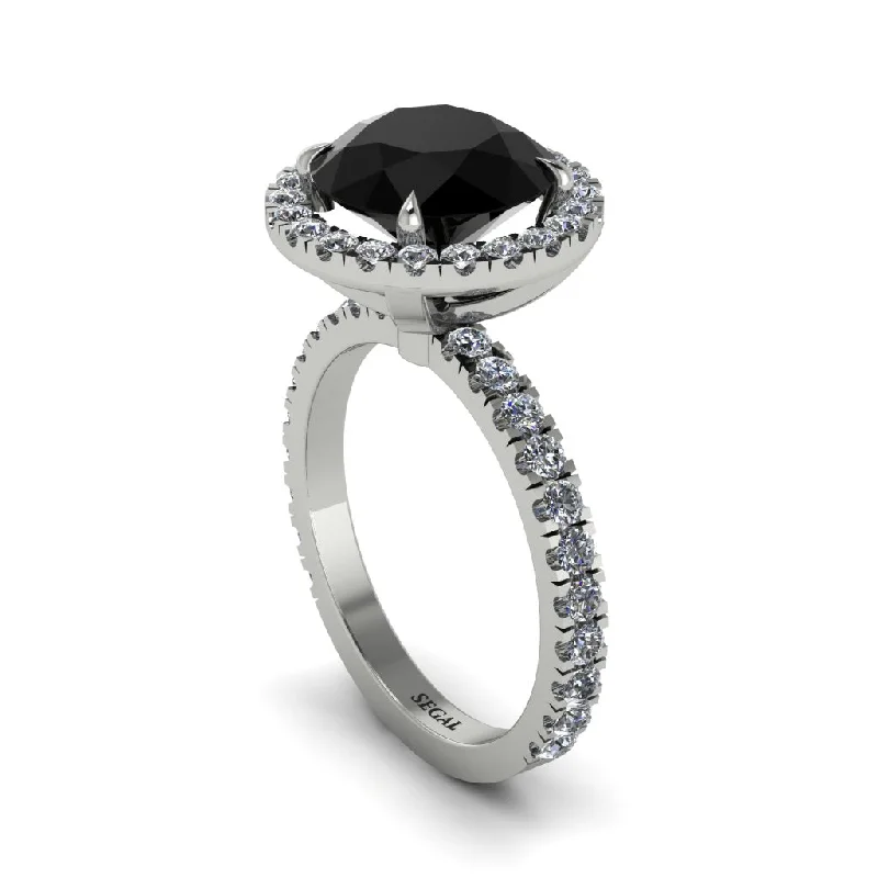 Unique Diamond Engagement Rings For Brides-Round Cut Black Diamond Halo Engagement Ring - Charleigh No. 9