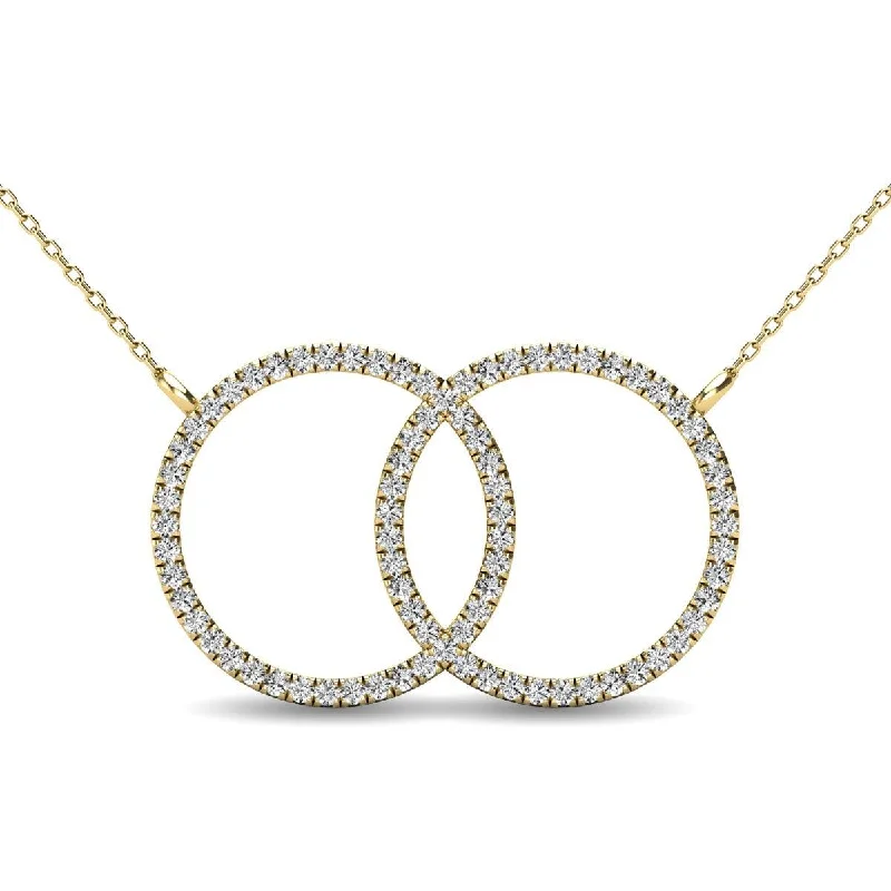 Elegant Crystal Chain Necklaces For Weddings-10K Yellow Gold 1/5 Ct.Tw. Diamond Circle Necklace