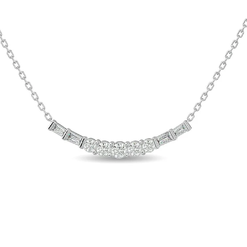 Beautiful Rose Gold Necklaces For Bridesmaids-Diamond 3/8 Ct.Tw. Fashion Necklace in 14K White Gold