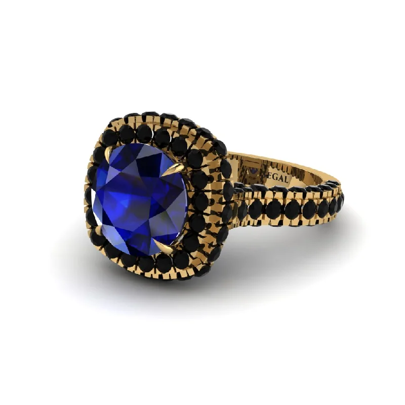 Stunning Sapphire Rings For Engagement-Sapphire Pave Double Halo Engagement Ring - Eve No. 43