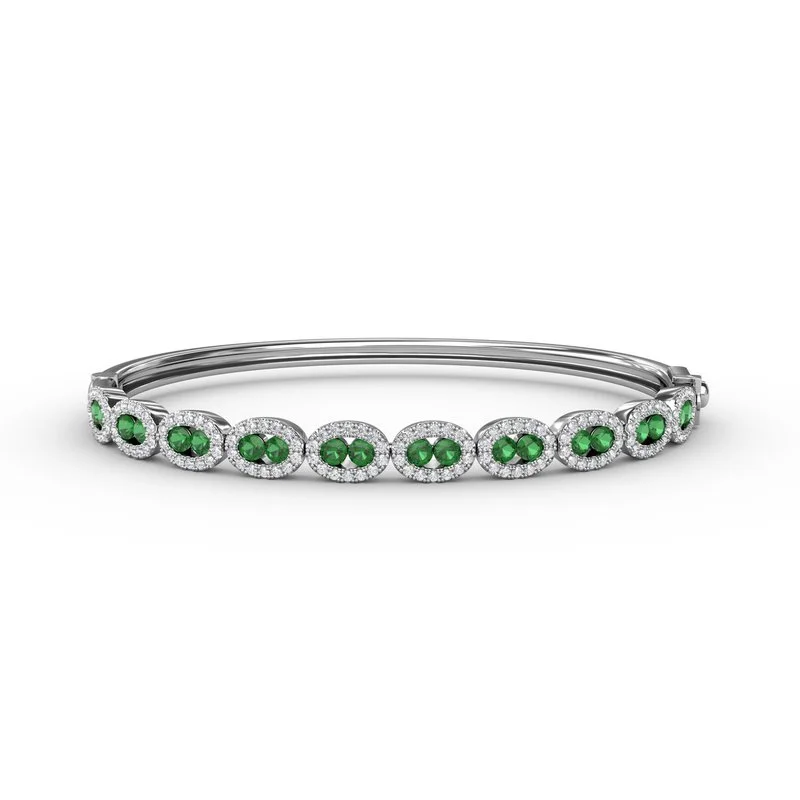 Bangles For Modern Styles-Whimsical Emerald & Diamond Bangle BB1547E