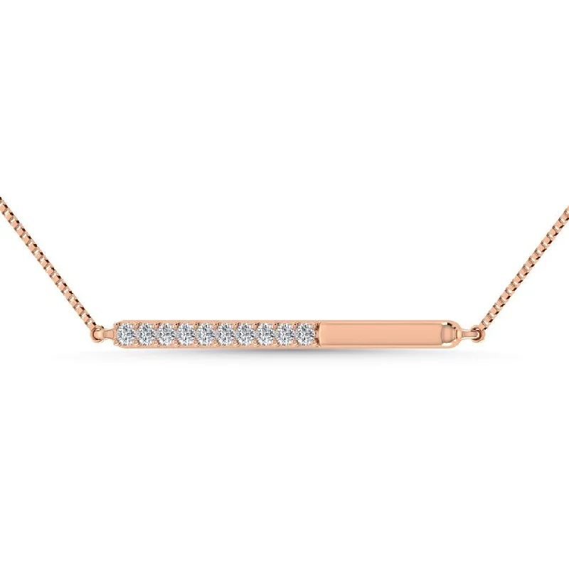 Custom Crystal Necklaces For Personalized Jewelry-Diamond 1/10 Ct.Tw. Bar Necklace in 10K Rose Gold