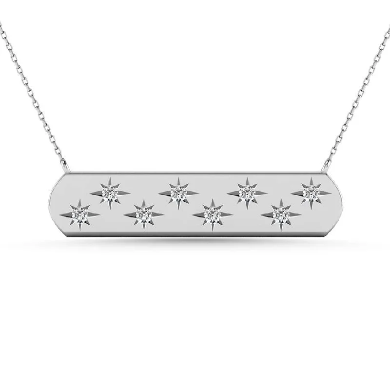 Long Gold Necklaces For Elegant Fashion-Diamond 1/8 Ct.Tw. Bar Necklace in 10K White Gold