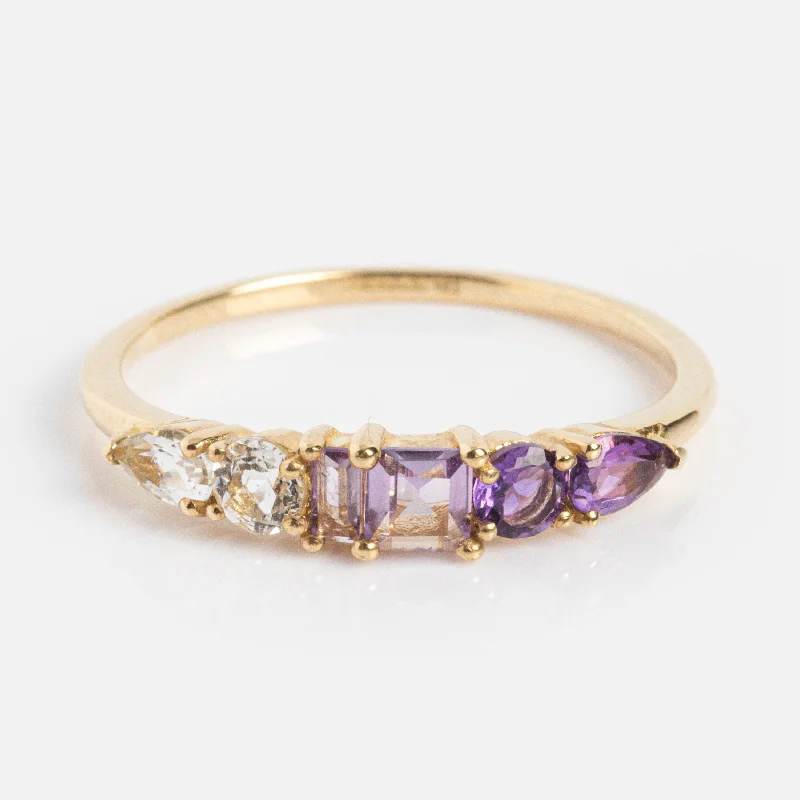 Unique Diamond Engagement Rings For Brides-Solid Gold Modern Ombre Birthstone Ring