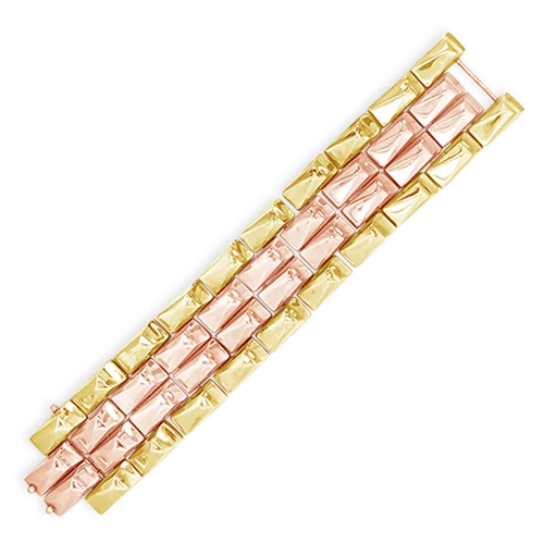 Bracelets With Abstract Art-Yellow & Rose Gold Estate Bracelet