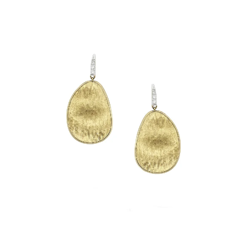 Simple Silver Earrings For All Day Wear-18K Yellow Gold and Diamond Small Drop Earrings