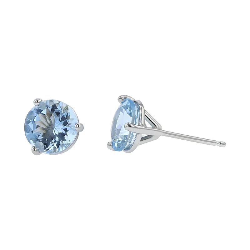 Unique Pearl Earrings For Timeless Elegance-18K White Gold Aquamarine Stud Earrings