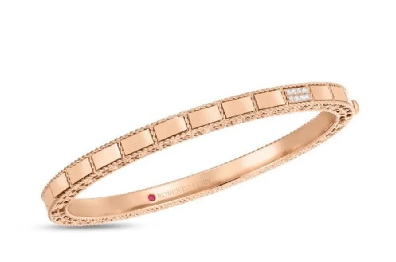 Bangles With Adjustable Sizes-Diamond Mosaic Accent Bangle Bracelet in 18K Rose Gold