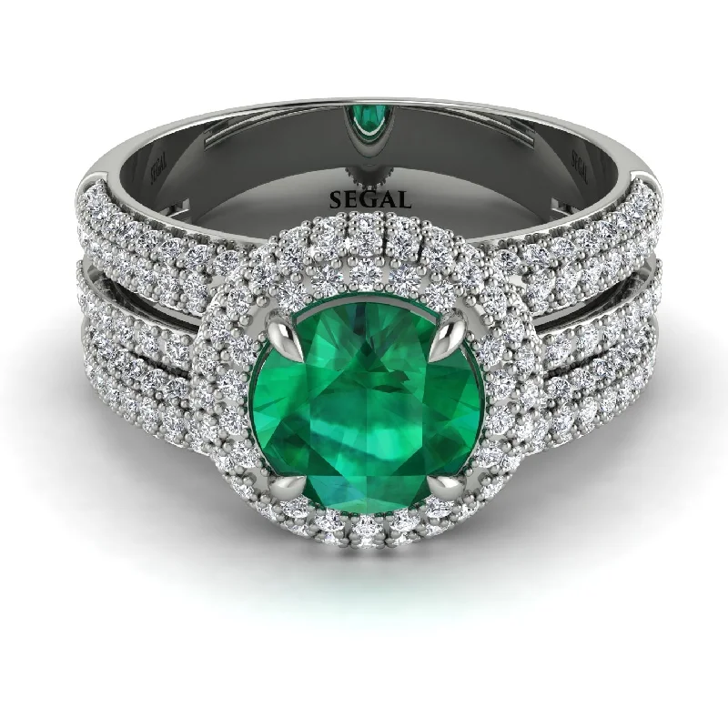 Elegant Custom Rings For Special Occasions-Emerald Halo Luxury Pave Engagement Ring - Sierra No. 6