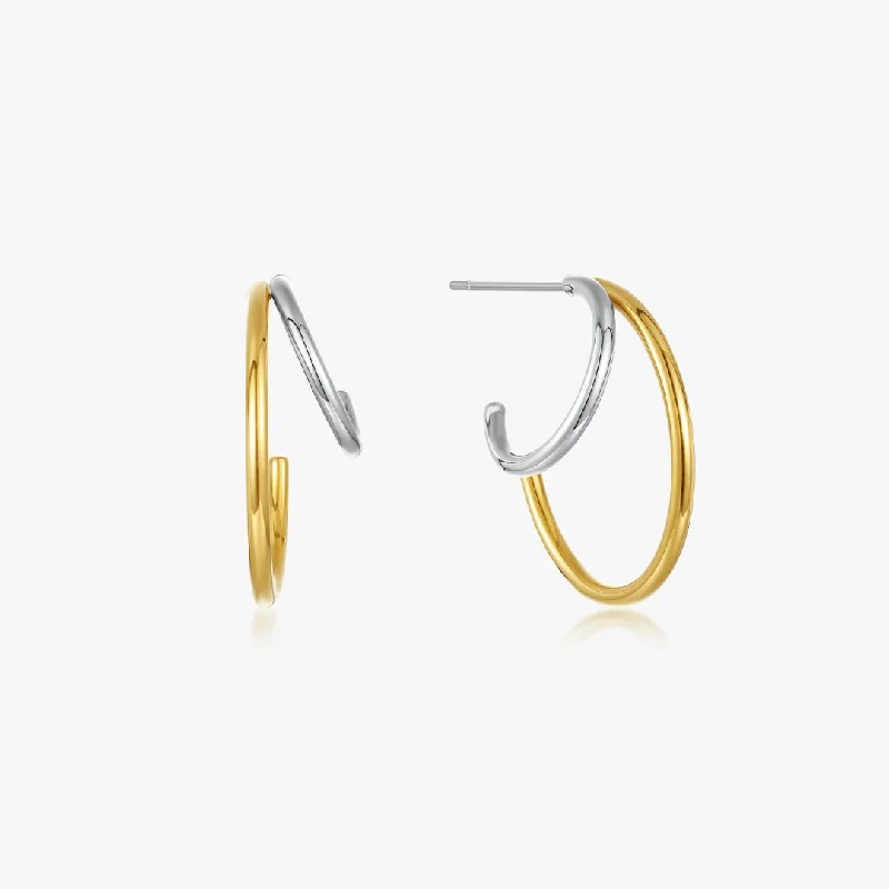 Classic Silver Earrings For Timeless Elegance-Two Tone Big Hoops (Greek Inspired Collection)