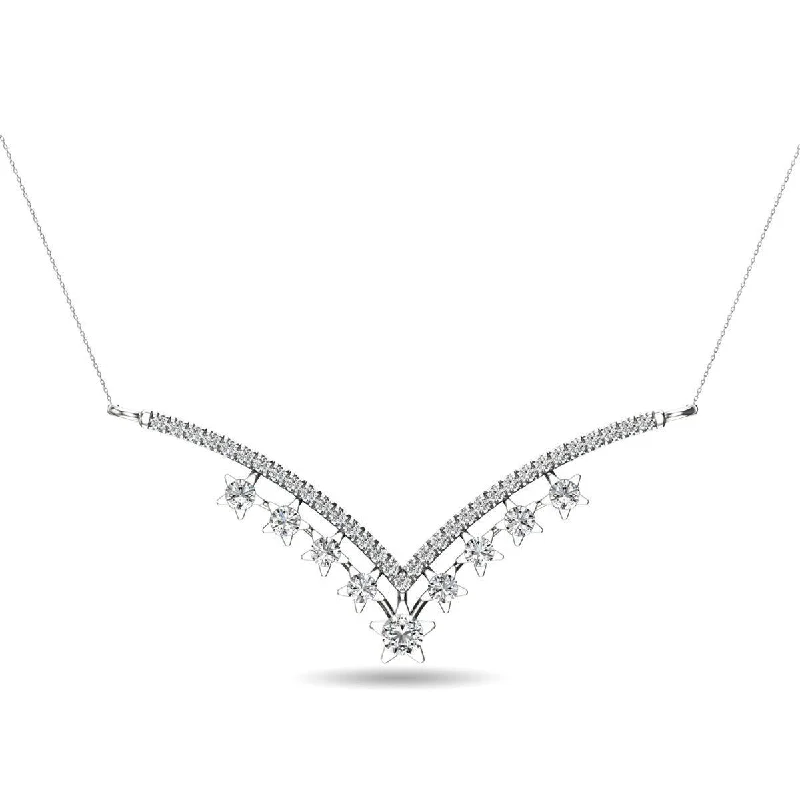 Statement Crystal Necklaces For Fashion Lovers-14K White Gold 1/3 Ct.Tw. Diamond Star Necklace