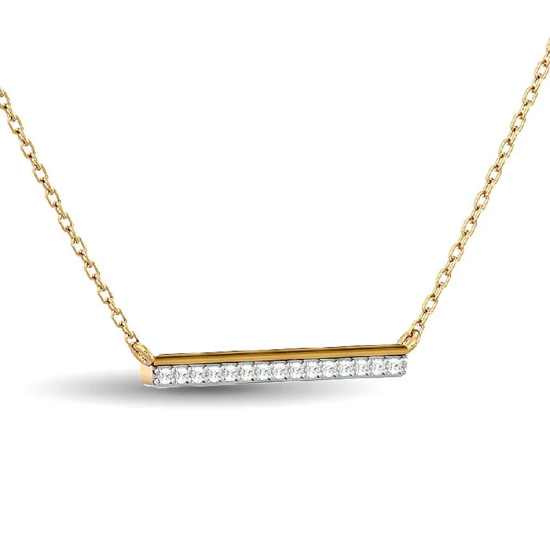 Classic Chain Necklaces For Every Occasion-Diamond 1/6 ct tw Bar Necklace in 10K Yellow Gold