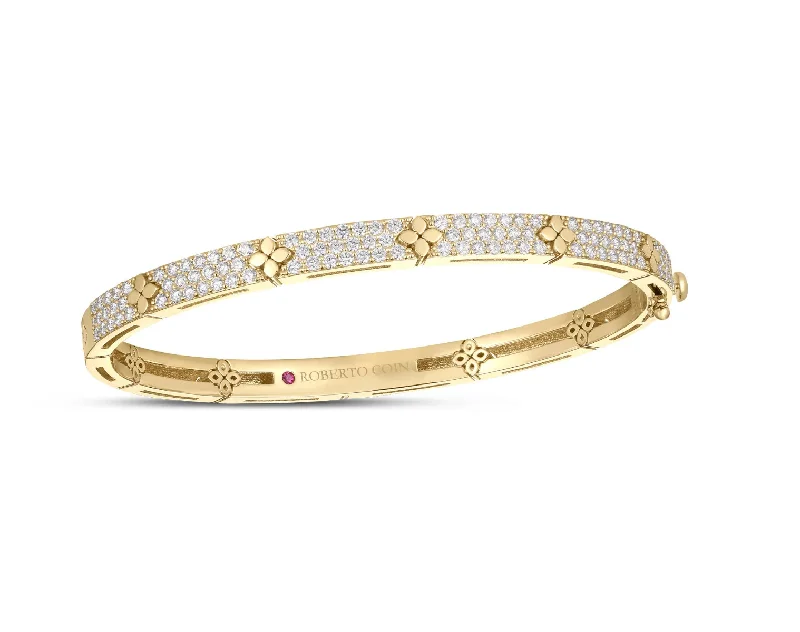 Bangles With Leather Straps-Love in Verona 1.45Ct Diamond Pave Bangle Bracelet in 18k Yellow Gold