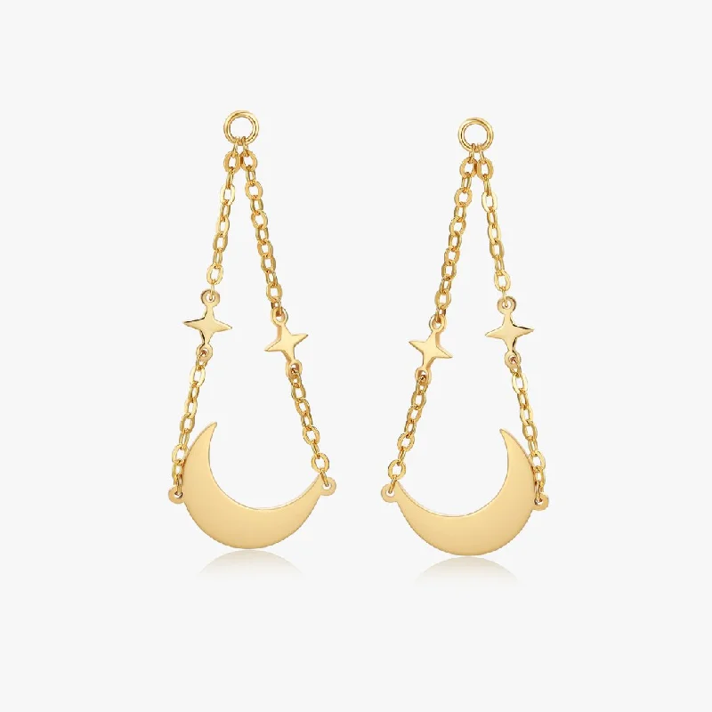 Beautiful Drop Earrings For Parties-Moonlight Stud Jacket in Gold