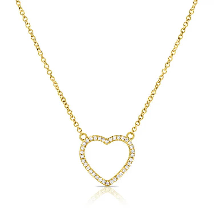 Layered Crystal Necklaces For Evening Glam-14K Gold Heart Pendant with Diamonds