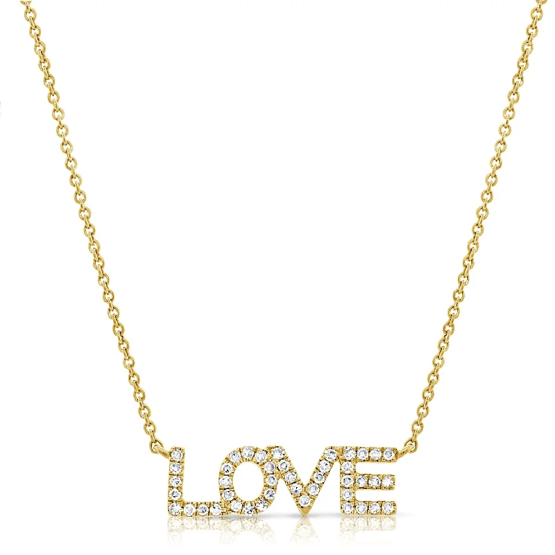 Minimalist Silver Chain Necklaces For Subtle Elegance-14K Love Necklace with Dazzling Diamonds