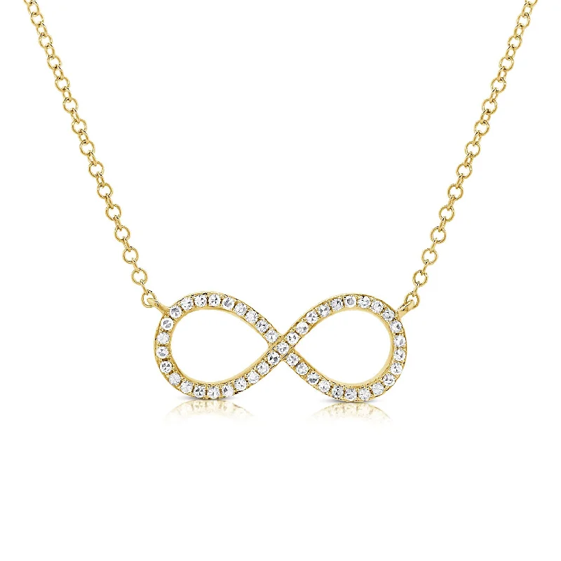 Simple Pendant Necklaces For Minimalist Look-14K Gold Infinity Necklace with Diamonds