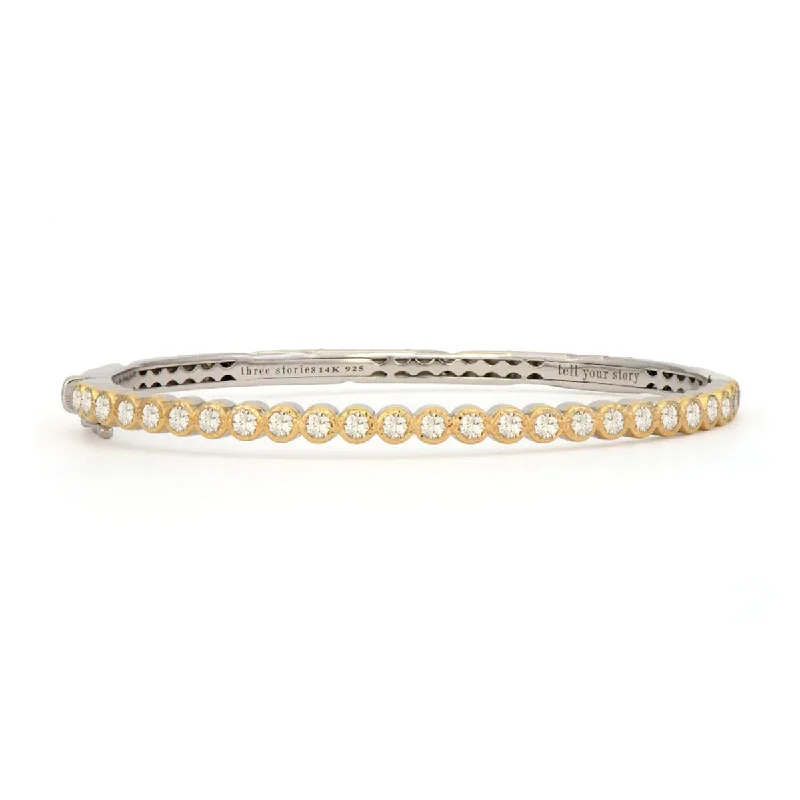 Bangles With Simple Touch-Blended Hammered Diamond Bezel Bangle