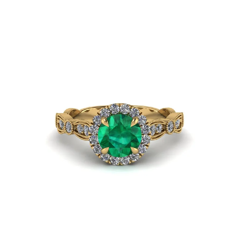 Simple Diamond Rings For Classic Fashion-Round Cut Emerald Radiant Eternity Engagement Ring - Kamryn No. 4