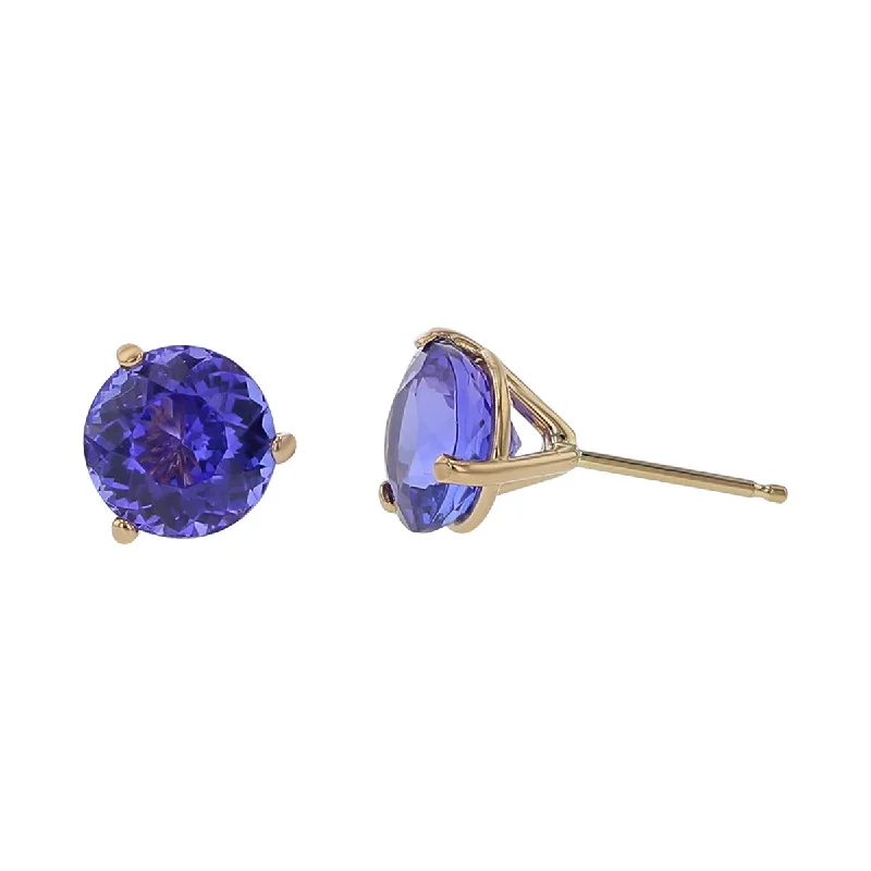 Colorful Earrings For Happy Vibes-18K Rose Gold Tanzanite Stud Earrings