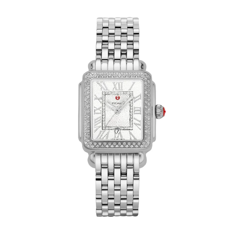 Watches For Prom Nights-Michele Deco Madison Mid Stainless Diamond Watch