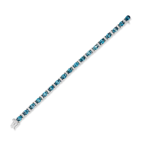 Bracelets With Delicate Designs-Blue Zircon & Diamond Bracelet