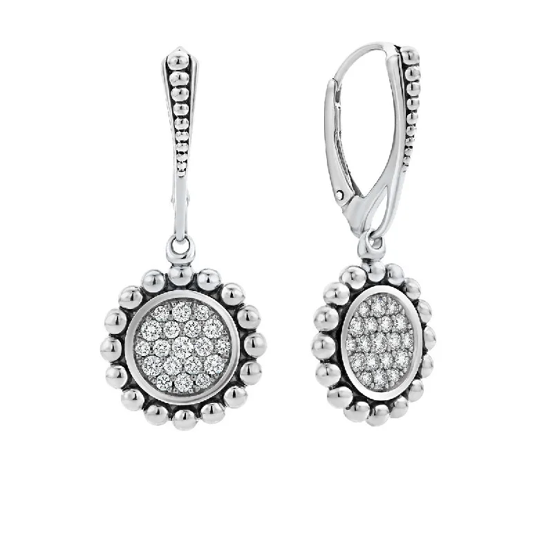 Trendy Silver Earrings For Bold Looks-Caviar Spark Diamond Drop Earrings