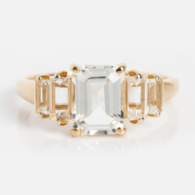 Dainty Rings For Minimalist Fashion-14k Graduated White Topaz Engagement Ring