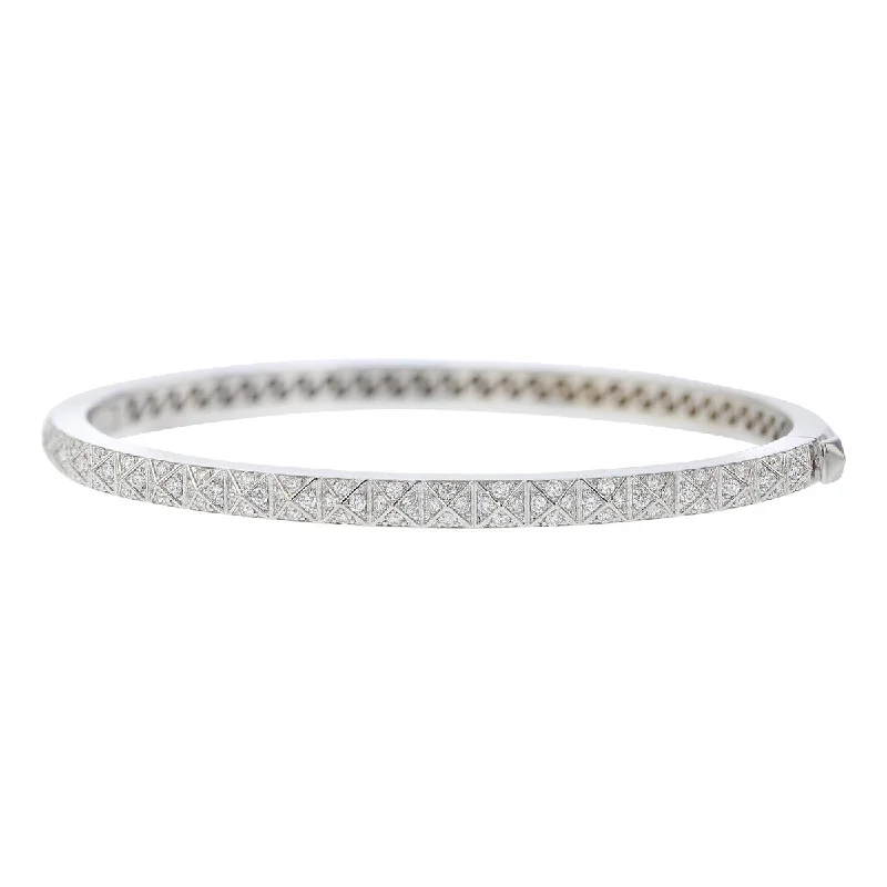 Bangles For Glamorous Look-Rock and Diamonds Diamond Bangle Bracelet in White Gold