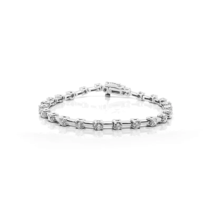 Bracelets With Gold Plating-14k White Gold Tennis Bracelet