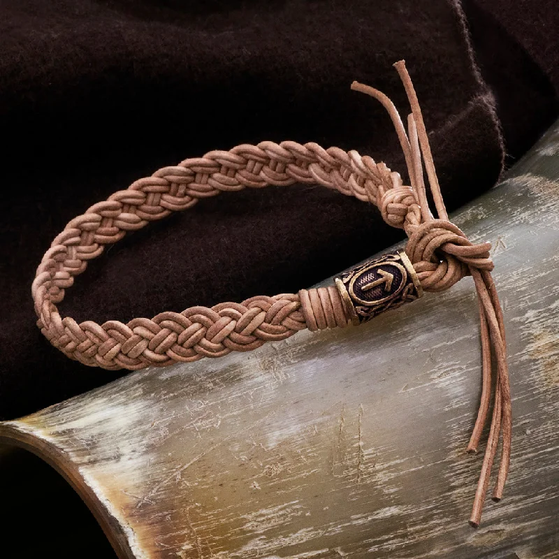 Bracelets For Everyday Sparkle-Leather Bracelet, Bronze Tyr