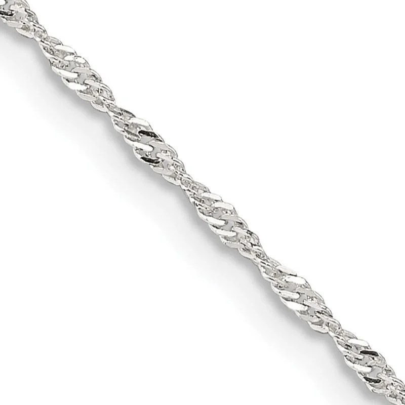 Gold Chain Necklaces For Classic Style-Sterling Silver 1.4mm Singapore Chain Necklace