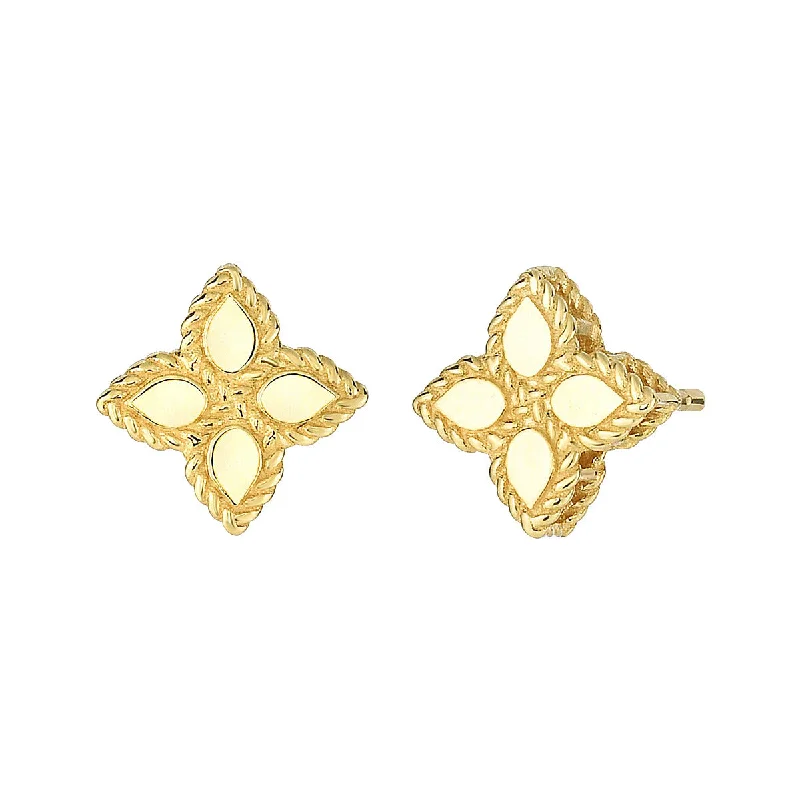 Hoop Earrings For Fashion Enthusiasts-18K Small Princess Flower Stud Earrings