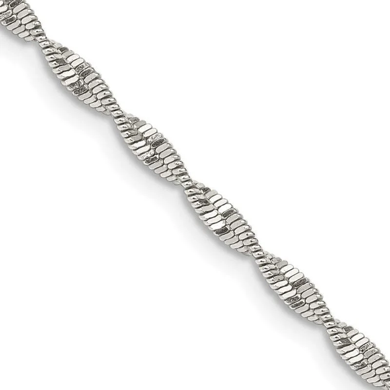 Minimalist Gold Chain Necklaces For Elegant Looks-Sterling Silver 2mm Twisted Herringbone Chain Necklace